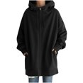 thumbnail image 1 of Womens Solid Color Hoodie Zipper Long Sleeve Sweatshirts Pockets Long Coat Tops, 1 of 5