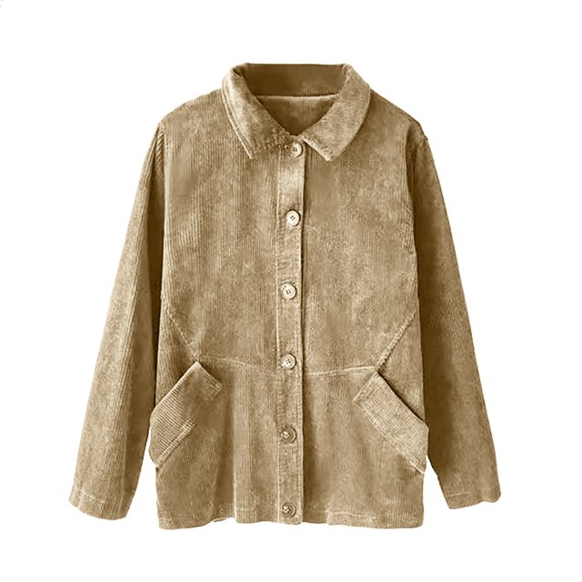 EGNMCR Women Veste à Manches Longues pour Femmes, Veste Décontractée Sans Capuche, Mode, Couleur Unie, Col Rond, Poches, Coat