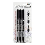 Uchida Le Pen Extra Fine, Fine, & Bold Points 3/Pkg-Black - 4200-3A