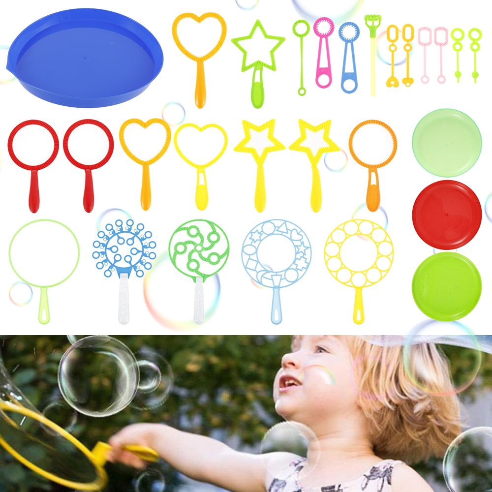 Bubble Wands Set Blowing Soap Bubble Maker Sticks Making Tool Set Colorful Wands Outdoor Garden Toy Kids Gift(28Pcs)