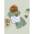 thumbnail image 3 of xiaxaixu Kid Boy Pants Suit, Casual Party Hooded Neck Short Sleeve Tops + Drawstring Solid Color Pants, 3 of 9