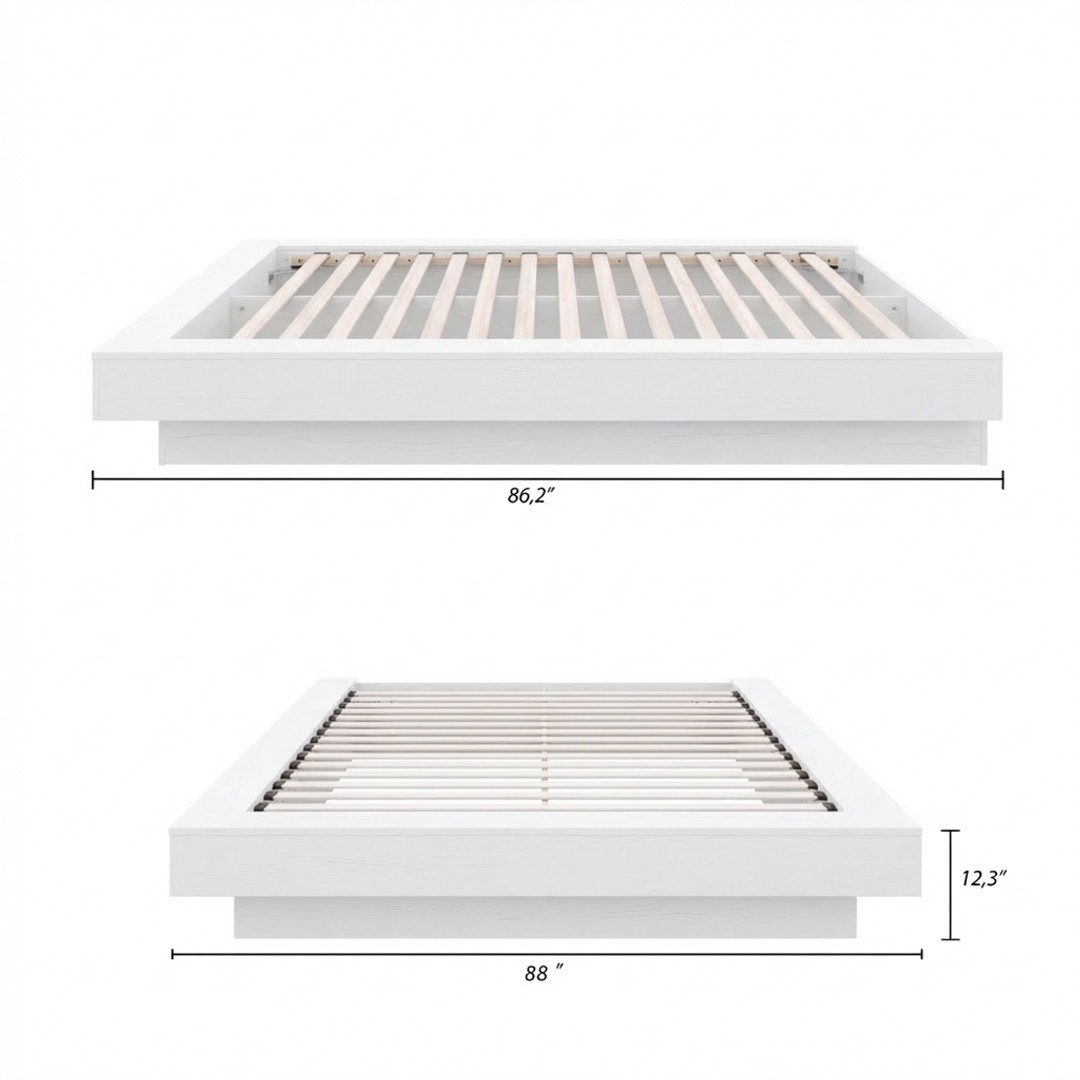 Nexera Marconi King Platform Bed Frame, White Oak