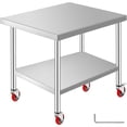 thumbnail image 1 of VEVOR Table de Travail en Acier Inoxydable 30x36x34 Pouces Étagère Réglable à 3 Niveaux avec 4 Roues Table de Travail Commerciale Robuste pour Préparation des Aliments avec Frein pour Préparation en Cuisine, 1 of 9