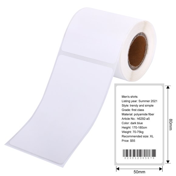 Riwcyla Label Printer Sticker Thermal Label Paper Self,Adhesive Printable Paper Roll Waterproof Oil,Proof Tear Resistant for Price Name Barcode Printing for DP23DP30 Series Thermal Printer Label Mak
