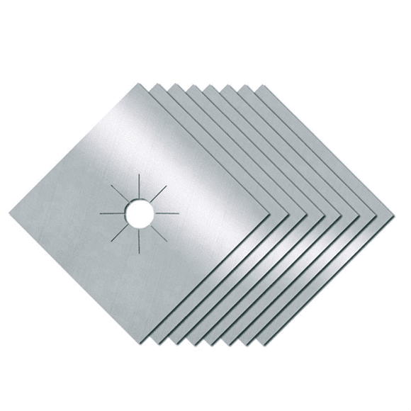8 Pack Stove Burner Covers Triple Thickness 0.2MM, Square Stove Burner Liner Cover ,Silver Stovetop Covers