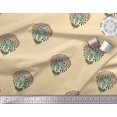 thumbnail image 3 of Soimoi Polyester Crepe Fabric Leaves & Floral Block Print Sewing Fabric Yard 42 Inch Wide, 3 of 3