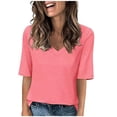 thumbnail image 1 of Timegard Womens Tops V-Neck 1/2 Sleeve Solid Color Basic Tee Shirts Comfy Blouse Casual Tunic Tops, 1 of 6