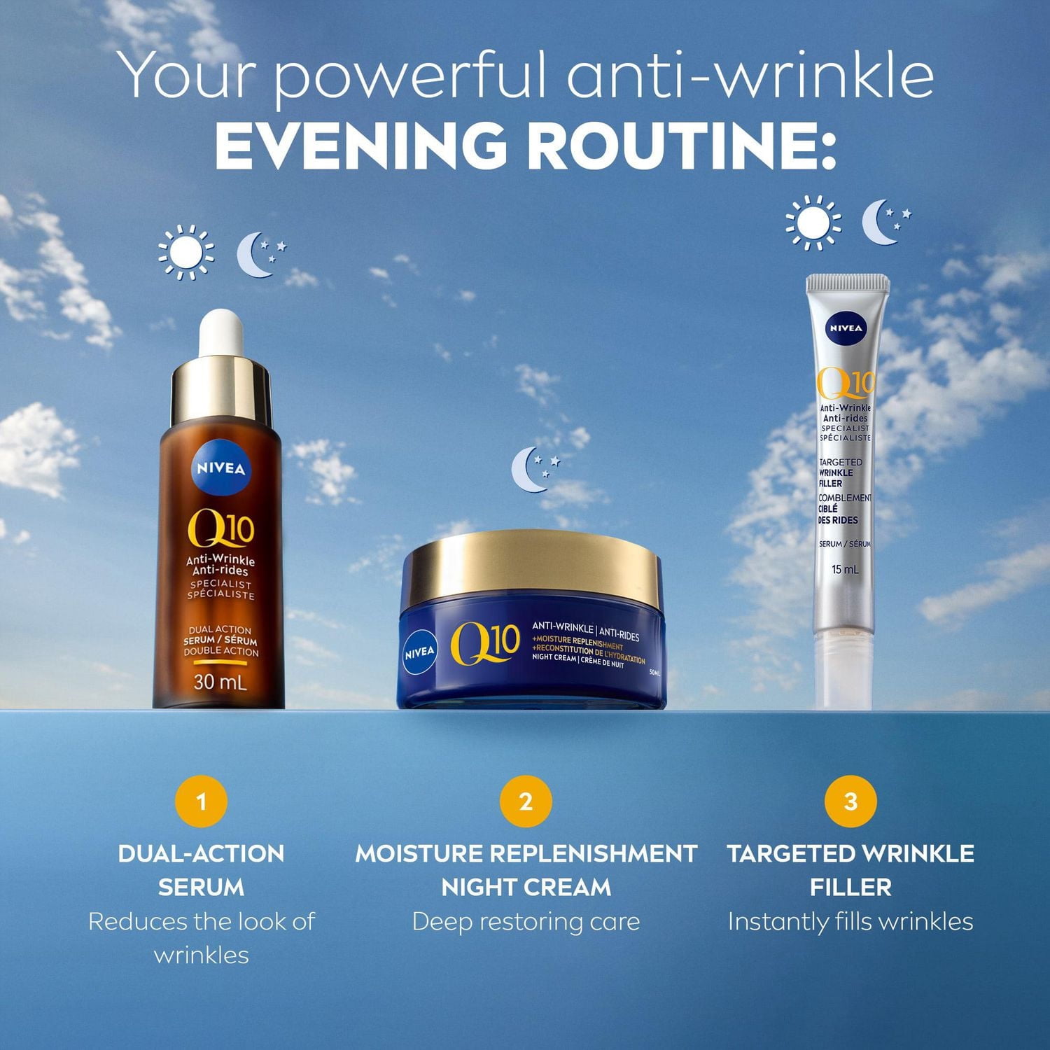 NIVEA Q10 Anti-Wrinkle Moisture Replenishment Night Face Cream, Dry to Very Dry Skin