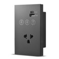 thumbnail image 1 of Mistaha Smart WiFi Wall Light Switch Outlet Combo with Type-C/USB/US Plug, 2 Way Switch, Touch Control, Timer, 2.4G Remote Control, Glass Panel - Black US 2 Gang, 1 of 6