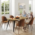 thumbnail image 1 of Homy Casa 6-Person Industrial Dining Table with Live Edge Wood-Look Top and Steel Legs, 63"x35", Walnut, 1 of 9
