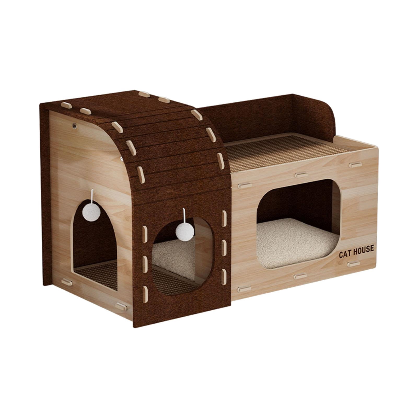 Bunblic Cat Cave House Hideaway Scratch Resistant Cat Climbing Tree Condo Playhouse Nest Kitten Scratching Board Furniture Protection