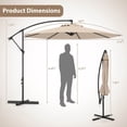 thumbnail image 3 of Costway Parasol Déporté de Patio 10 Pi avec 8 Baleines, Base en Croix, Inclinable, Beige, 3 of 10