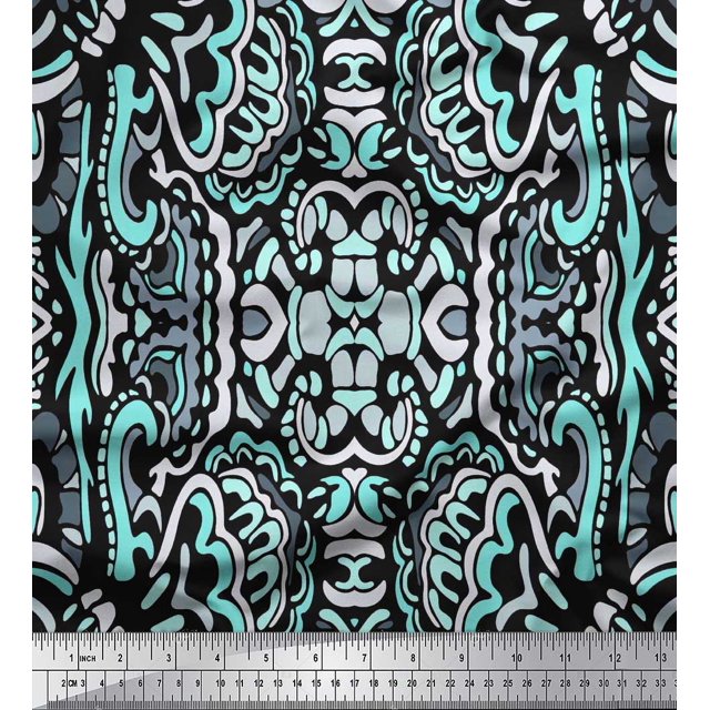 Soimoi Poly Georgette Fabric Floral & Paisley Decorative Decor Fabric Printed Yard 52 Inch Wide