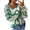 thumbnail image 1 of 2025 Cardigan pour Femmes Chandail Classique Femmes Plus Chandails Col Ras du Cou Col à Boutons Tenue de Vacances pour Femmes Tricot devant Ouvert, 1 of 4