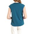 thumbnail image 3 of INSPIRE CHIC Women's Tie Neck Cap Sleeve Button Down Ruffle Summer Shirts, 3 of 6