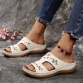 thumbnail image 2 of Orthopedic Slides Sandals for Women with Arch Support Comfortable Embroidered Flower Platform Wedge Sandals, 2 of 4