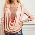 thumbnail image 2 of Womens T Shirts Solid Sequined Long Sleeve Loose Womens Tops Pink S, 2 of 4