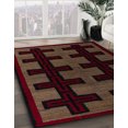 thumbnail image 3 of Ahgly Company Tapis Rond Abstrait Rouge Lavable en Machine, 8 Pieds Rond, 3 of 7