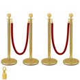 thumbnail image 1 of VEVOR 4Pcs Stainless Steel Stanchion Posts 2 Red Velvet Ropes Silver 38In Crowd Control Barrier With 5FT Rope and One More Hook For Theaters, Party, Wedding, Exhibition, Ticket Offices, Crowd Control, 1 of 9