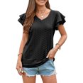 thumbnail image 2 of Birdeem Mode Femmes Été Col en V Uni Manches Courtes Aguichant Haut Blouse, 2 of 6