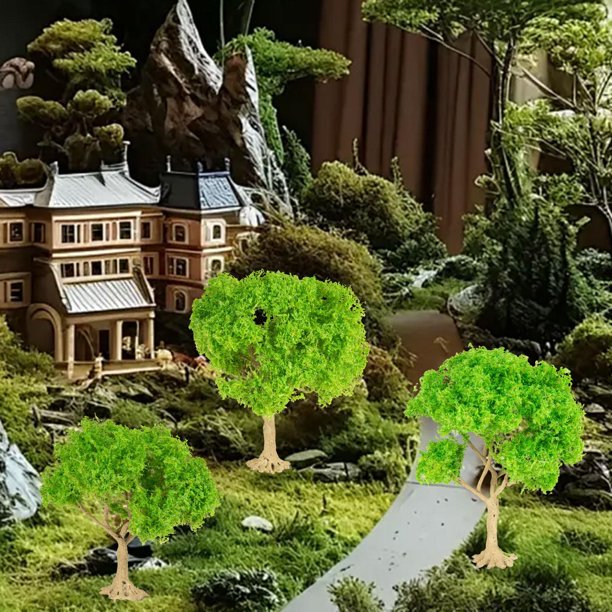 Helweet Modèle Arbres, Arbres Miniatures, Modèle Train Arbres, Arbre de Diorama, Architecture pour DIY de Paysage Landscape, Miniatures Table de Sable Arbre Vert Modèle, 3.5-16 CM, 16 Pièces