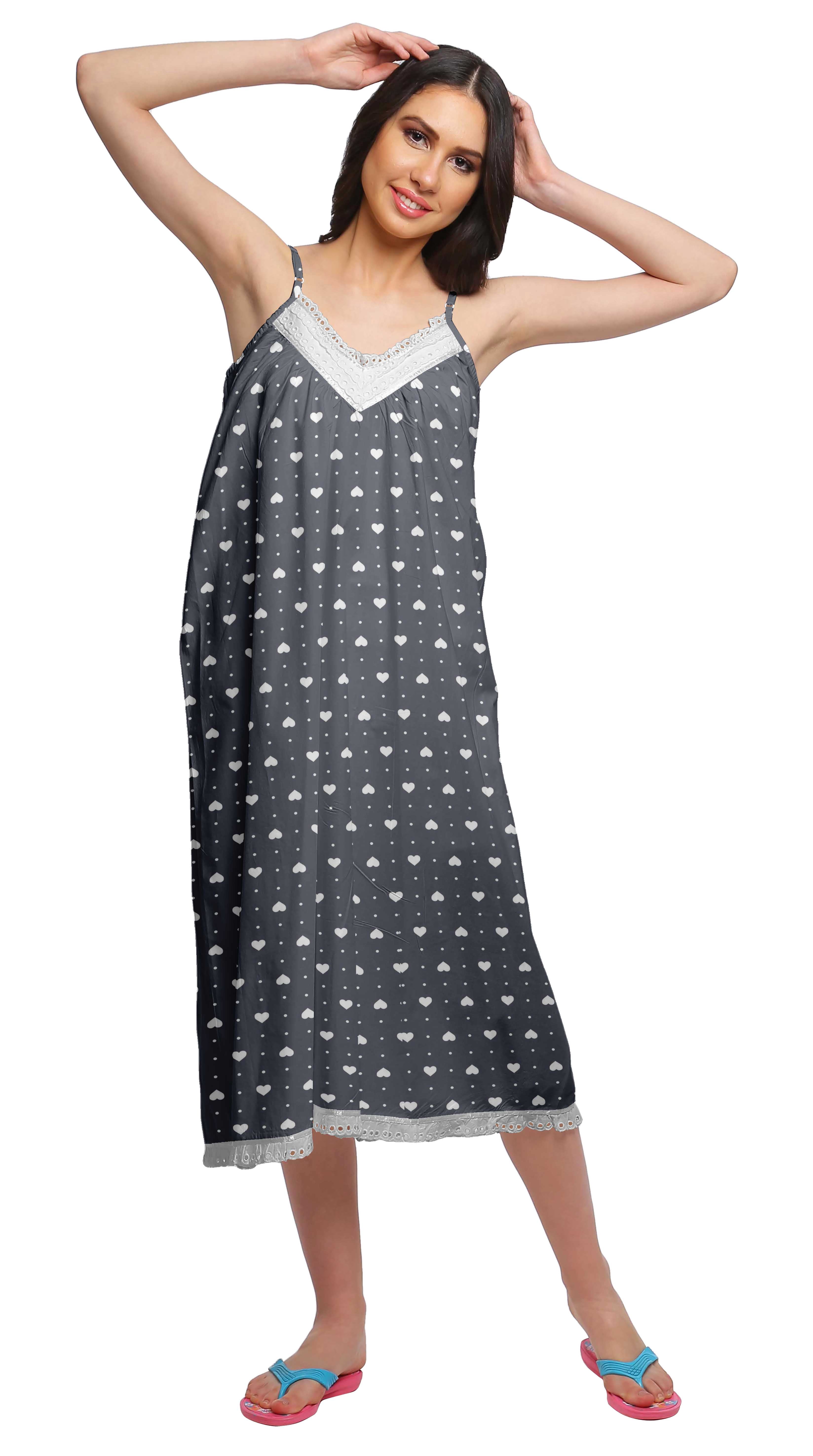 Moomaya Nuisette Sans Manches pour Femmes, Chemise de Nuit en Coton Imprimé