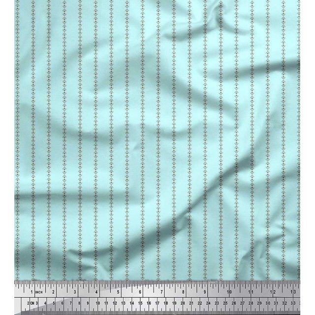 Soimoi Cotton Poplin Fabric Square & Plus Sign Shirting Print Sewing Fabric Yard 56 Inch Wide