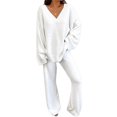 thumbnail image 1 of LUXUR Ensemble de Pyjama Sport Épais en Polaire pour Femmes Blanc 3TG, 1 of 4