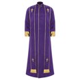 thumbnail image 4 of Moggemol Robe d'Église pour Hommes avec Étole Costume de Prêtre Jeu de Rôle Manches Longues Croix Dorée Violet TG, 4 of 8