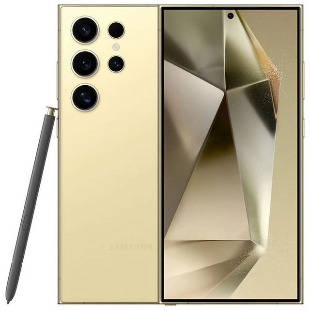 Restored Samsung Galaxy S24 Ultra 5G 256GB Unlocked Smartphone Open Box in gold finish. Features an edge-to-edge display for immersive viewing, multiple high-resolution cameras for detailed photography, and an S Pen stylus for productivity. Ideal for users seeking an open box unlocked phone with advanced features.