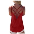 thumbnail image 1 of QUINDOS Débardeurs pour Femmes Grande Taille Liquidation Exercice Été Rouge Coton Mode Uni Camisole Col Rond Ample Sans Manches Chandail à Enfiler Hauts Blouse Camisoles pour Femmes, 1 of 6