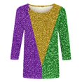 thumbnail image 4 of Penkiiy 2024 Chemise Manches 3/4 Mardi Gras Blouse Fantaisie Carnaval Masque Imprimé Tunique Thème Fête Col Rond Tee m Multicolore, 4 of 5