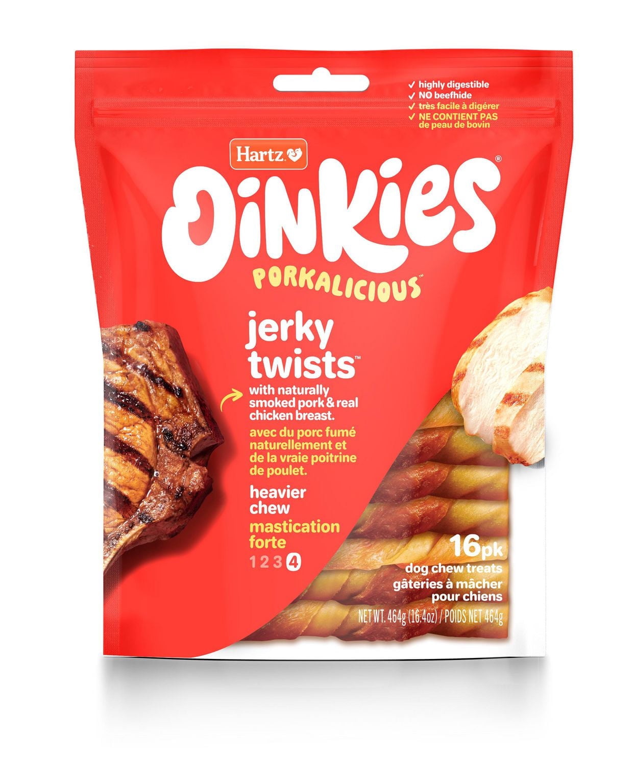 Hartz Oinkies Chicken Wrapped Pig Skin Twists™ Chew Dog Treats