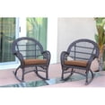 thumbnail image 2 of Jeco Wicker Rocker Chair in Espresso with Brown Cushion (Set of 2), 2 of 2