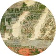 thumbnail image 1 of Ahgly Company Tapis Rond Abstrait Brun Gingembre Vert Lavable en Machine, 5 Pieds Rond, 1 of 7