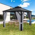 thumbnail image 2 of Costway Pavillon de Terrasse à Toit Rigide à Double Toit 10 Pieds x 10 Pieds Toit en Acier Galvanisé Cadre en Aluminium, 2 of 10