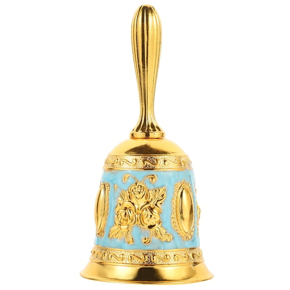 Retro Golden Hand Bell for Daily Use Vintage Zinc Alloy Table Bell with Clear Sound 3 Inch