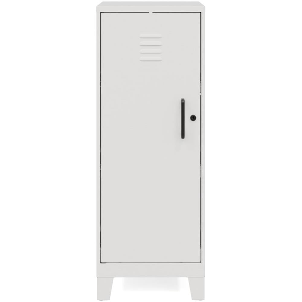 Pemberly Row 42.5"H 3 Shelf Metal Storage Locker Cabinet 3" Legs Pearl White
