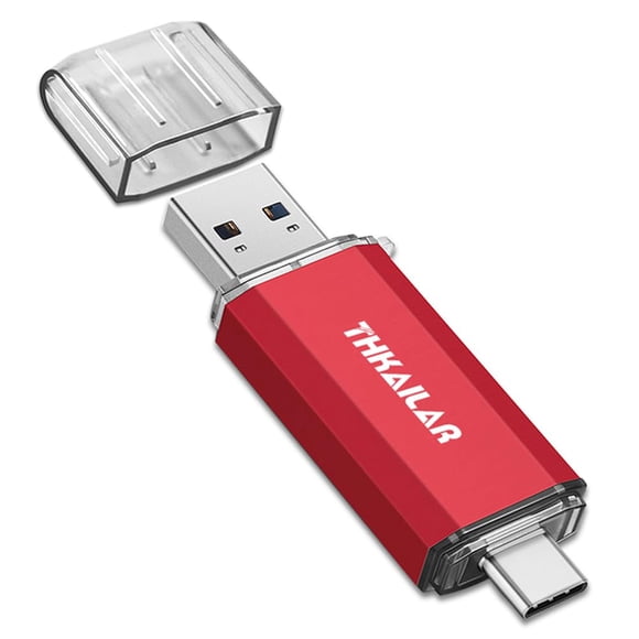 THKAILAR 32GB Fat32 USB C Flash Drive OTG High Speed for Store Data- USB 3.1 Thumb Drive C Jump Drive- Compatible with Samsung Mac Pro Laptops Tablets PC(Red)