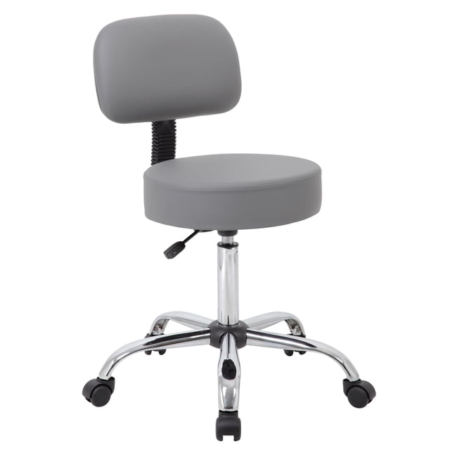 Boss Office Products Vinyl Mid-Back Medical Stool in Gray