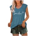thumbnail image 3 of JDQJBZ Womens Summer Tank Tops Letter Print Round Neck Loose Casual Sleeveless Tee Shirt, 3 of 5