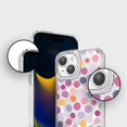 thumbnail image 2 of Caseco Mag-Safe iPhone 15 Purple Polka Dots Clear Case, 2 of 5