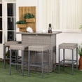 thumbnail image 2 of Outsunny 5 Pieces Patio Bar Set, PE Rattan Wicker Outdoor Bar Set, Grey, 2 of 10