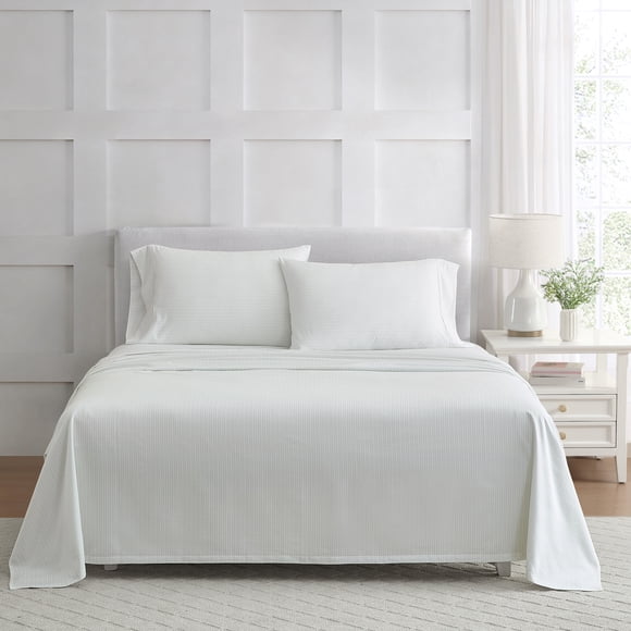 Martha Stewart Everyday Pima Cotton 600 fils au pouce Dottie Stripe Ensemble de Draps Grand