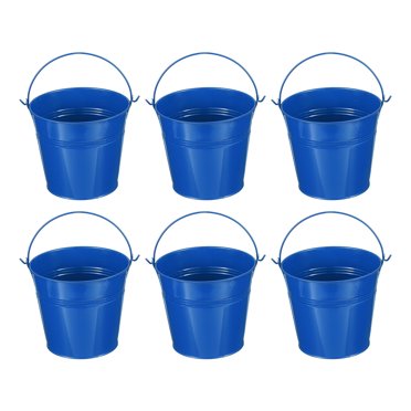 Uxcell Small Metal Buckets with Handle Mini Galvanized Bucket Colorful Easter Buckets Deep Blue 5.1"x4.7"