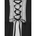 thumbnail image 4 of Xnihocha Robe Médiévale Renaissance Rétro pour Filles Halloween Manches Longues Évasées Lacée Maxi Longue Robe Noire 12, 4 of 7