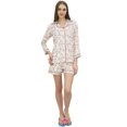 thumbnail image 4 of Bimba Womens Off White Button-Down Shirt With Elastic Waist Short Nightwear-14, 4 of 6