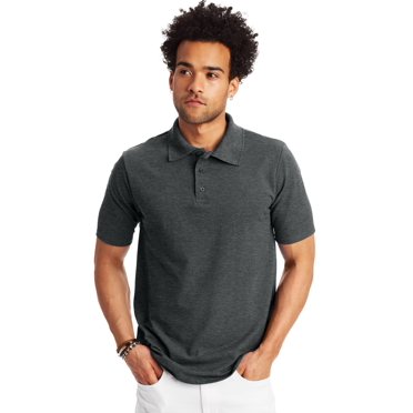 Hanes Mens FreshIQ X-Temp Pique Polo, 2XL, Charcoal Heather