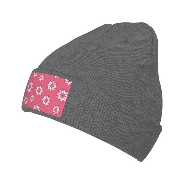 ZICANCN Abstract Flower Design Knit Bonnet Hat, Bonnet d'Hiver Doux Chaud Classique pour Hommes Femmes, Gris Foncé