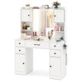 thumbnail image 1 of Gymax Makeup Vanity Desk w/ Lighted Mirror Charging Station 3-Color Dimmable LED Lights, 1 of 10